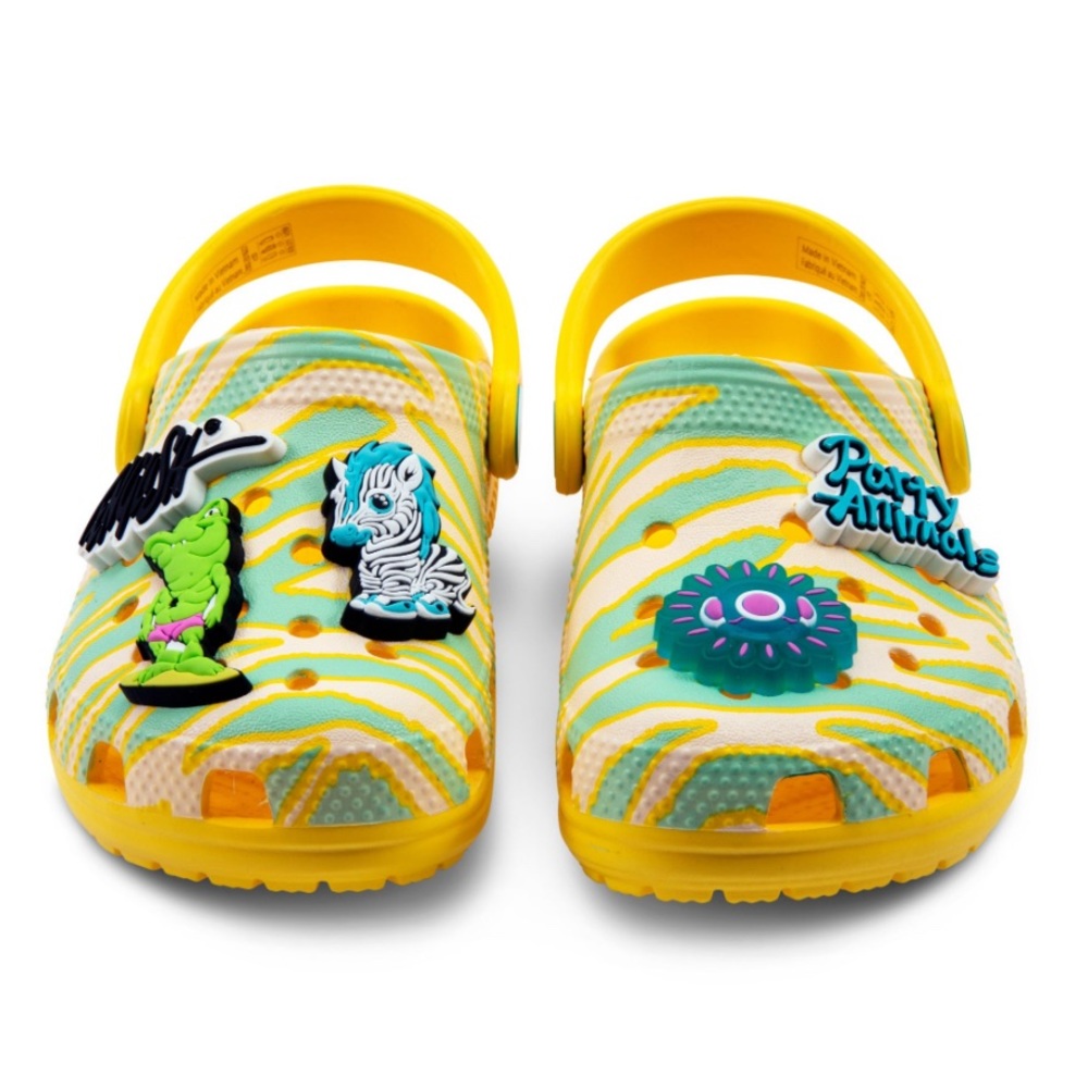 Ron English x Classic Clog Kids Party Animals Zebra Lemon 4 c